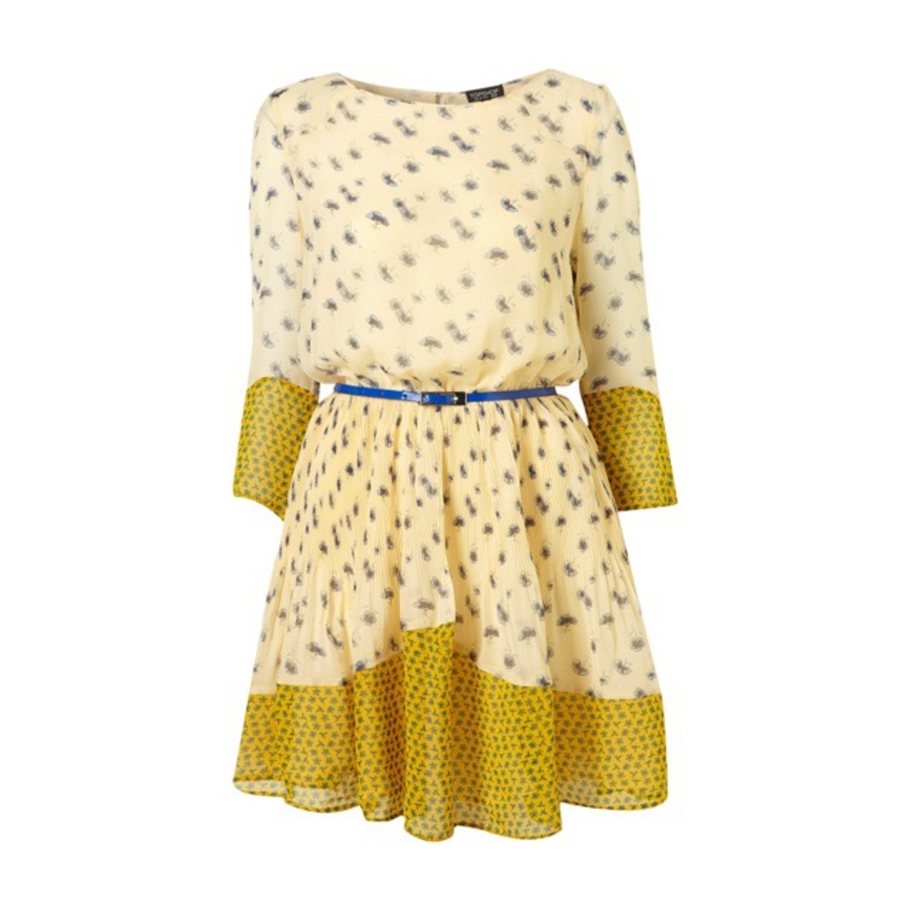 TOPSHOP Yellow Buttercream Flower Patch Dress